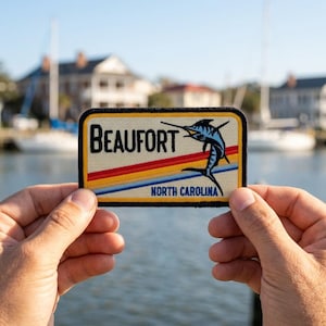 Beaufort North Carolina Marlin Embroidered Patch – Iron-On Jacket, Hat, Backpack