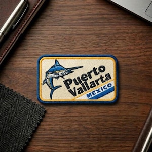 Puerto Vallarta Mexico Marlin Embroidered Patch Coastal Fishing Travel Souvenir Iron Sew Jacket Hat Backpack Applique