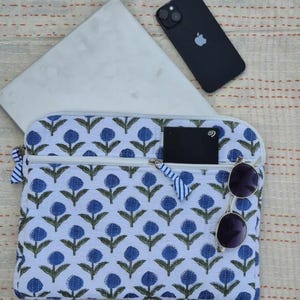 Vintage Floral Quilted Laptop Sleeves With Handle, Computer Case for Macbook Air Pro, Travel Laptop Case, iPad Sleeves, Laptop Bag With Zip