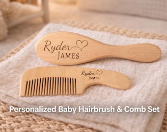 Personalized Baby Hairbrush and Comb | Newborn Grooming Set