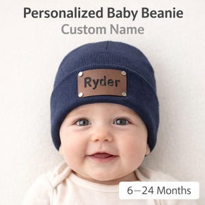Personalized Baby Beanie — Custom Name Patch (6–24 Months)