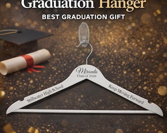 Personalized White Wooden Graduation Hanger – Custom Engraved Name, Year, Quote Keepsake
