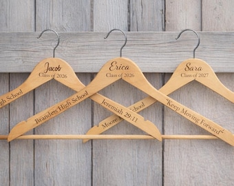 Personalized Wooden Graduation Hanger – Custom Engraved Name, Year, Quote Keepsake
