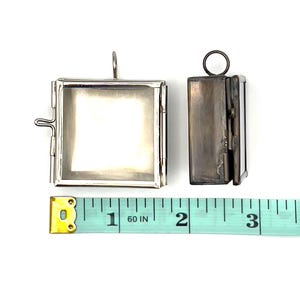 Square Shadow Box Locket Pendant: Antique Gold or Silver, 40mm, Pack of 4 zdjęcie 7