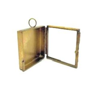 Hinged Glass Shadow Box Locket Pendant, 1.5" square, New Gold or Silver Terrarium Pendant Ornament, Pack of 4
