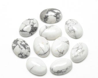 Natural White Howlite Gemstone Cabochons, Oval 18x13mm, Pack of 12