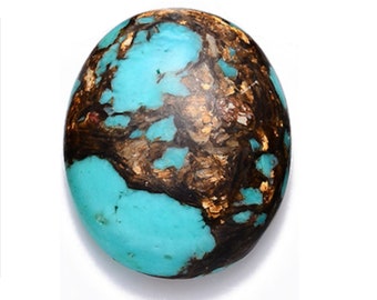 NATURAL BRONZITE Cabochon with bonding synthetic Turquoise, 40x30mm, for Bolo Ties and jewelry making, Pack of 2