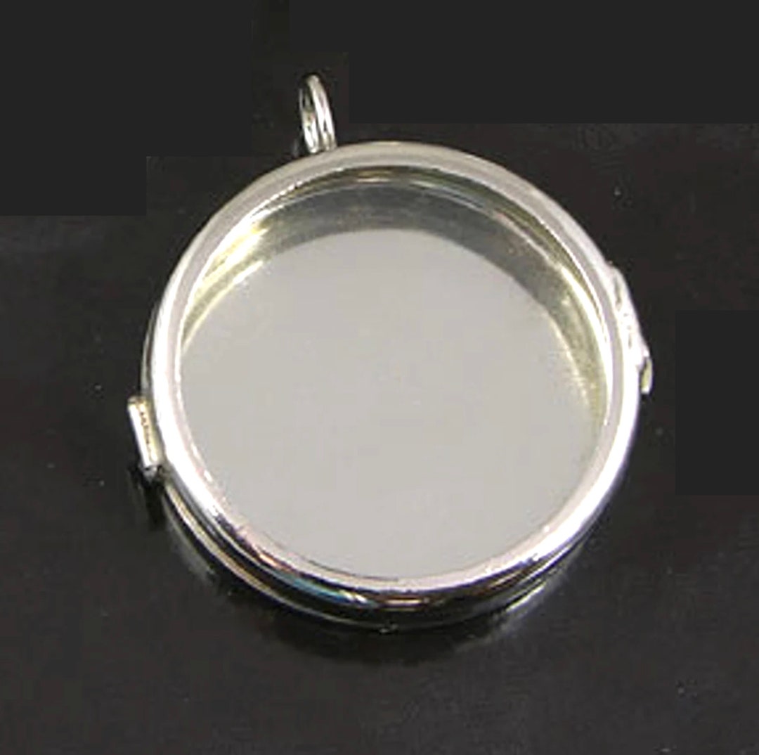 Shadow Box Locket Pendant 1.62 Round Silver With Etsy