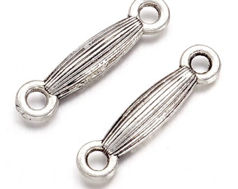 Stretch Ring Beads, 2 Hole Beads, 2 Hole Bar Link Connectors, Antique Silver or Antique Gold, pack of 100
