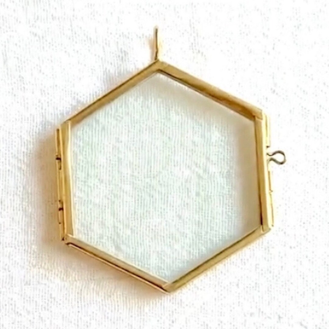 Glass Locket 2 Pendants, Photo Frame or Ornaments, Honeycomb Hexagon, 2 ...