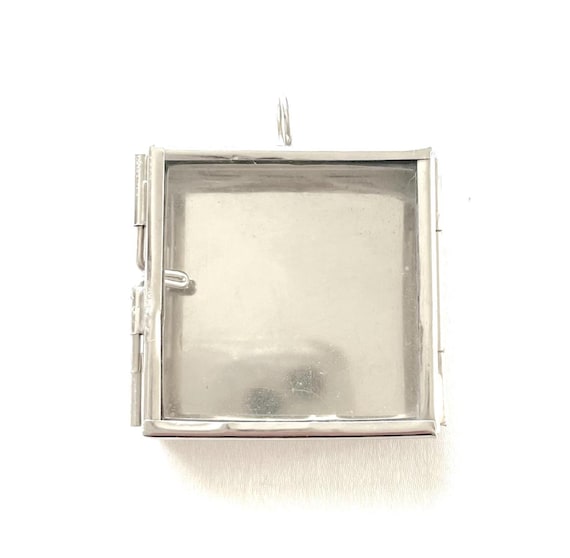Square Shadow Box Locket Pendant: Antique Gold or Silver, 40mm, Pack of 4