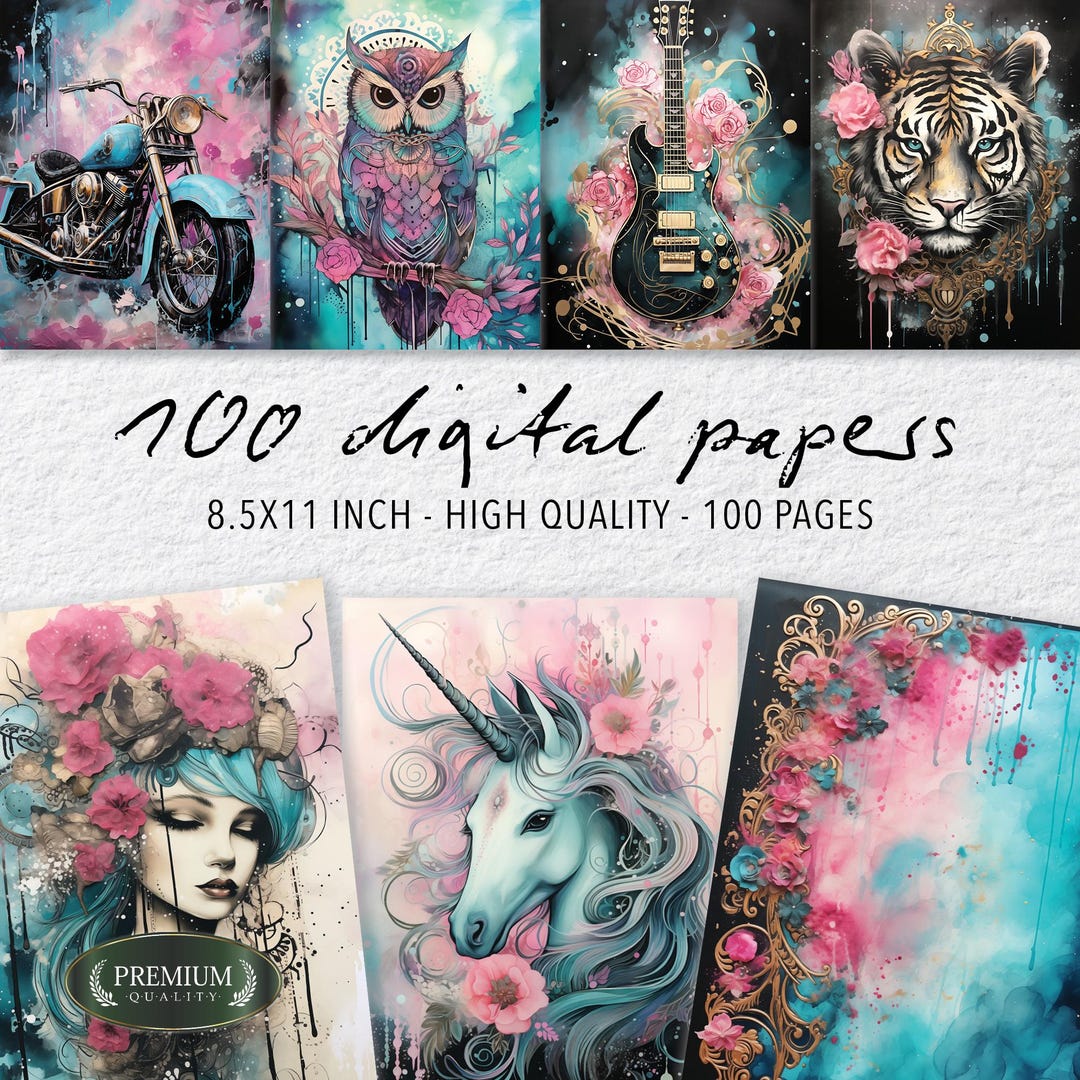 100 Whimsical Fantasy Digital Paper, Magical Junk Journal Pages, Dreamy ...