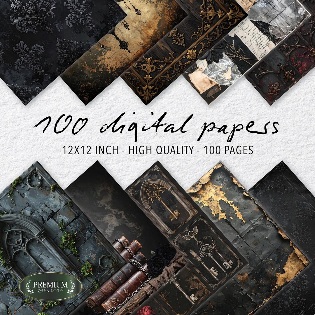 100 Gothic Victorian Digital Paper, Dark Junk Journal Pages, Vintage ...