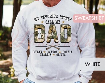 Personalized Dad Shirt with Kids Names, Custom Military Style Unisex Shirt, Sweatshirt, Unique Gift for Father LT0043-1