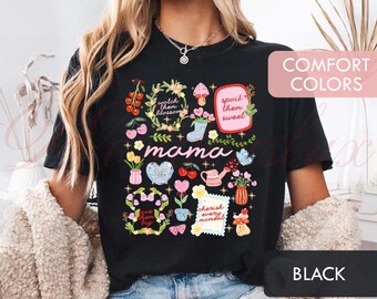 Personalized Mama Shirt, Cute Floral Grandkids Icons Comfort Colors Shirt, Hoodie, Custom Mother's Day Gift, Cute Floral Grandkids LT0017