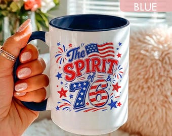 Patriotic Mug, Patriotic 4th Of July Gift, Retro American Flag Fireworks Coffee Mug LT0101