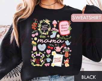 Personalized Mama Shirt, Cute Floral Grandkids Icons Unisex Shirt, Sweatshirt, Custom Mother's Day Gift, Cute Floral Grandkids LT0017
