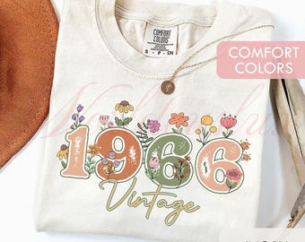 Personalized 1966 Floral Vintage Shirt, Retro Birthday Gift Comfort Colors Shirt, Hoodie, Custom Year Tee GS0041