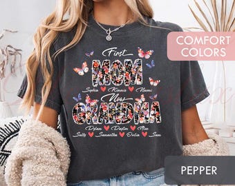 Personalized Family Shirt, Custom Grandkids Names Comfort Colors Shirt, Hoodie, Floral Mother's Day Gift LT0016