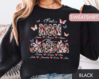 Personalized Family Shirt, Custom Grandkids Names Unisex Shirt, Sweatshirt, Floral Mother's Day Gift LT0016