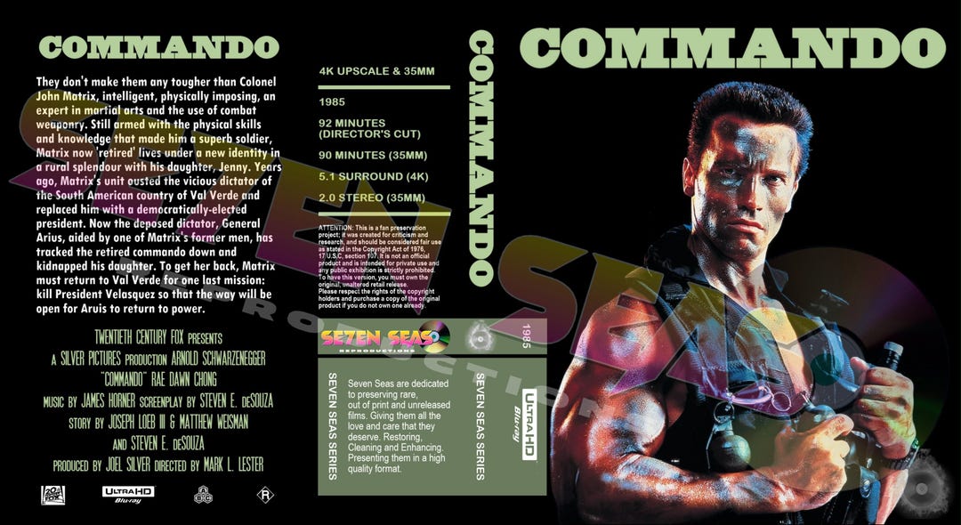 Commando (2 Disc Set) (4K Upscale & 35mm Scan) UHD and Blu-ray - Etsy