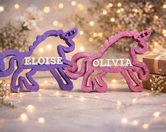 Personalisierter Einhorn Kantensitzer - 3D gedruckt - Benutzerdefinierter Name Dekor - Einhorn Kinderzimmer Geschenk