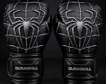 Gants de boxe personnalisés Black Spider pour enfants, équipement d'entraînement aux arts martiaux pour jeunes (cuir PU)