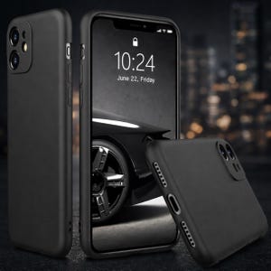 Svart stötsäkert silikon TPU-telefonskal för iPhone 15, 14, 13, 12, 11 Pro Max, XR, XS, 8 Plus - Skyddande linsskydd