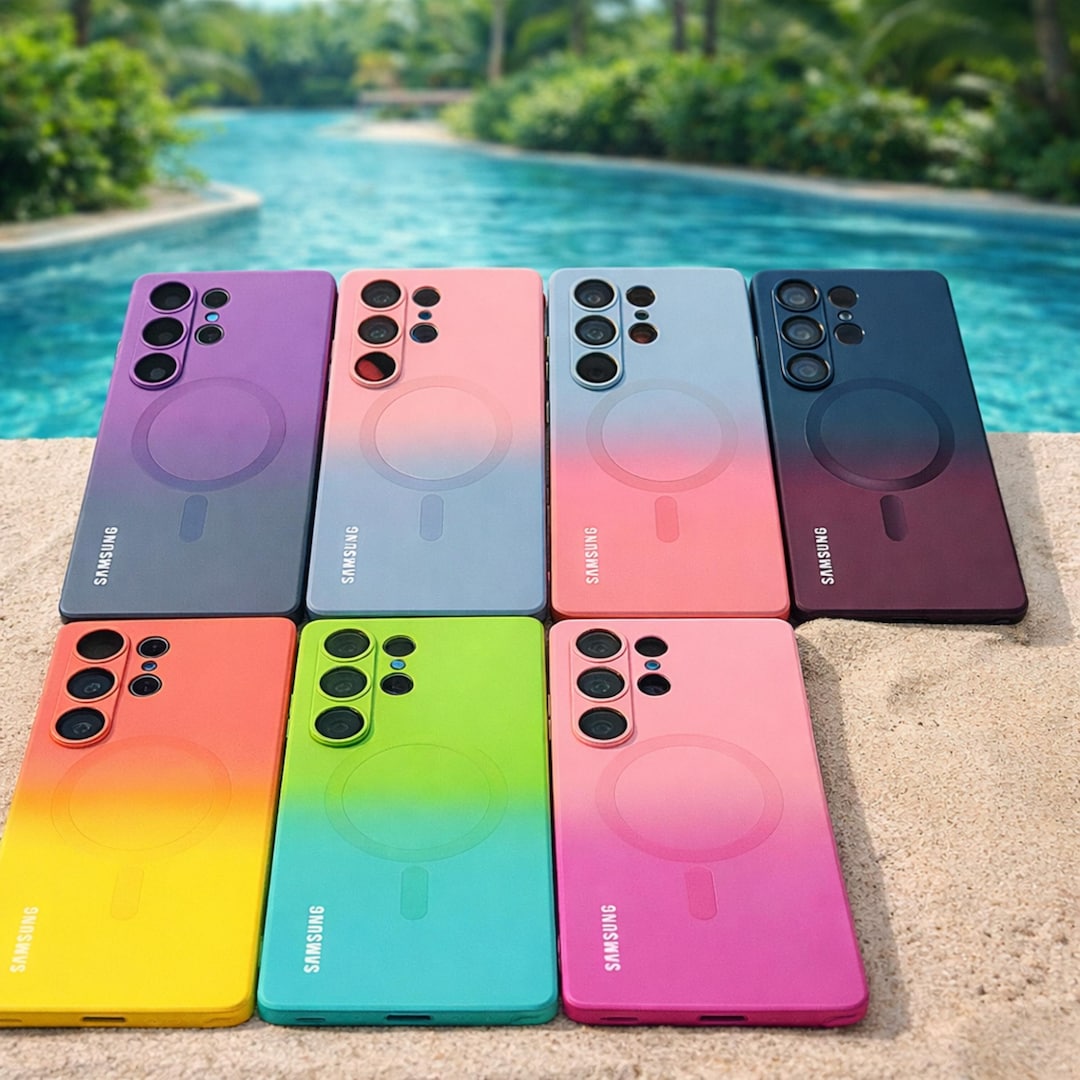 Gradient Color Magnetic Phone Case With Lens Protection Soft Silicone ...