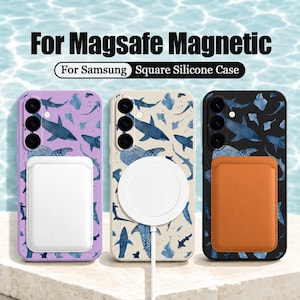 Whale pattern magsafe magnetic soft silicone phone case with lanyard for samsung galaxy series image 2