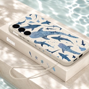 Funda magnética de silicona suave con estampado de ballena y cierre MagSafe para Samsung Galaxy Series.
