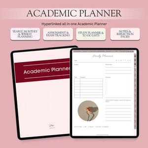 Akademischer Planer 2026, Digitaler Studentenplaner, Collegeplaner, Schulplaner, iPad Aufgabentracker, Goodnotes, Notability