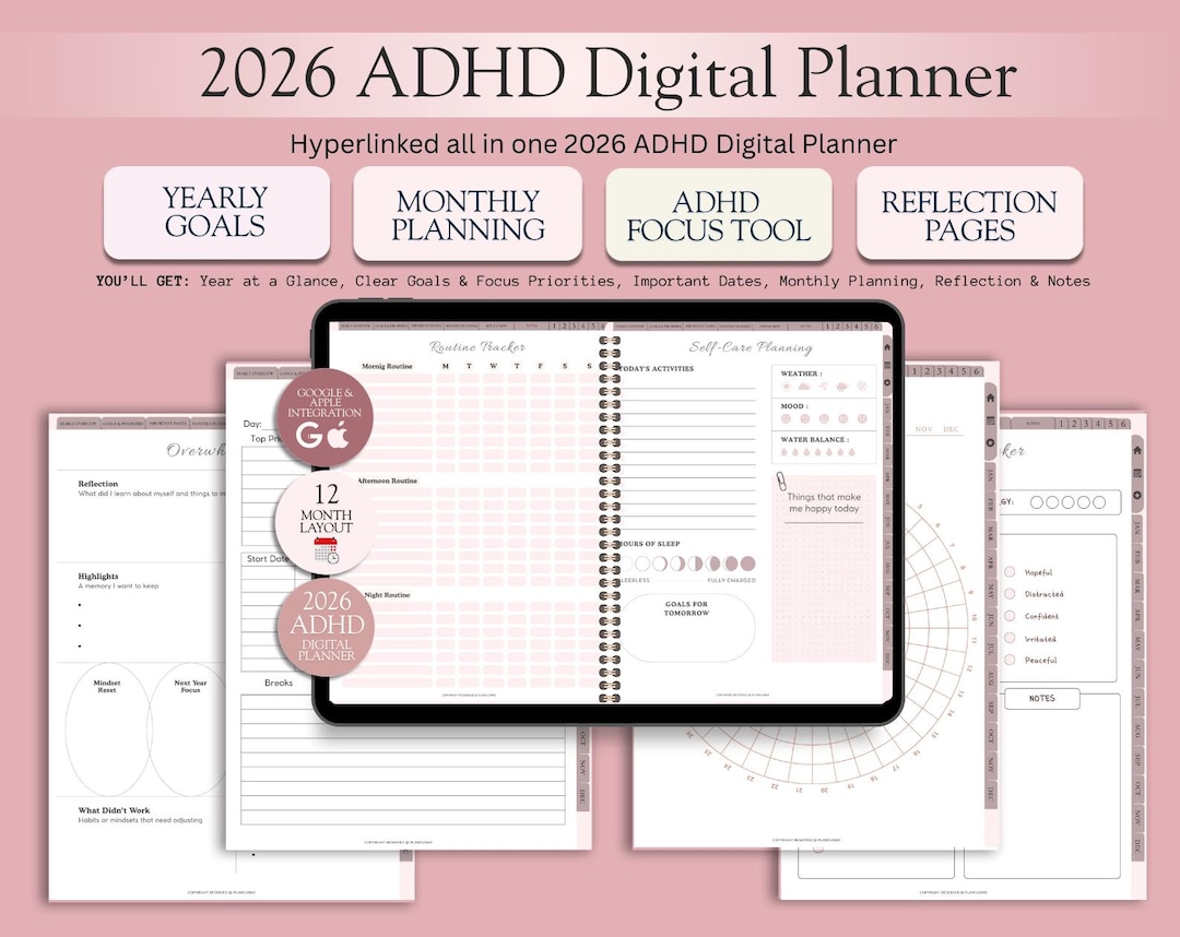 2026 ADHD Digital Planner | 2026 Digital Planner, Goodnotes Templates ...