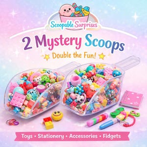2 Mystery Scoops Bundle | Kids Surprise Toy Pack | Fidget & Stationery Gift | Australia | Beauty Mystery