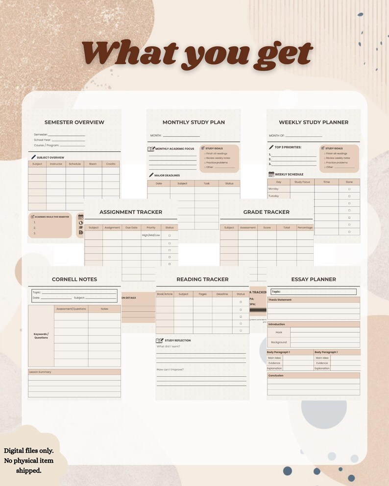 Student Planner Bundle, Academic Planner Printable, College Study ...