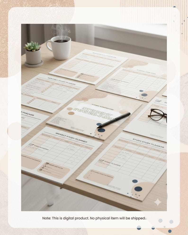 Student Planner Bundle, Academic Planner Printable, College Study ...