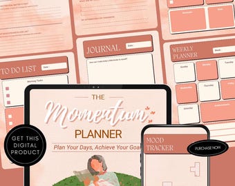Momentum Planner, Minimalist Daily Weekly Goal Tracker (Digital Download)
