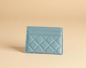 Gesteppter Kartenhalter aus veganem Leder, schicke schlanke Brieftasche