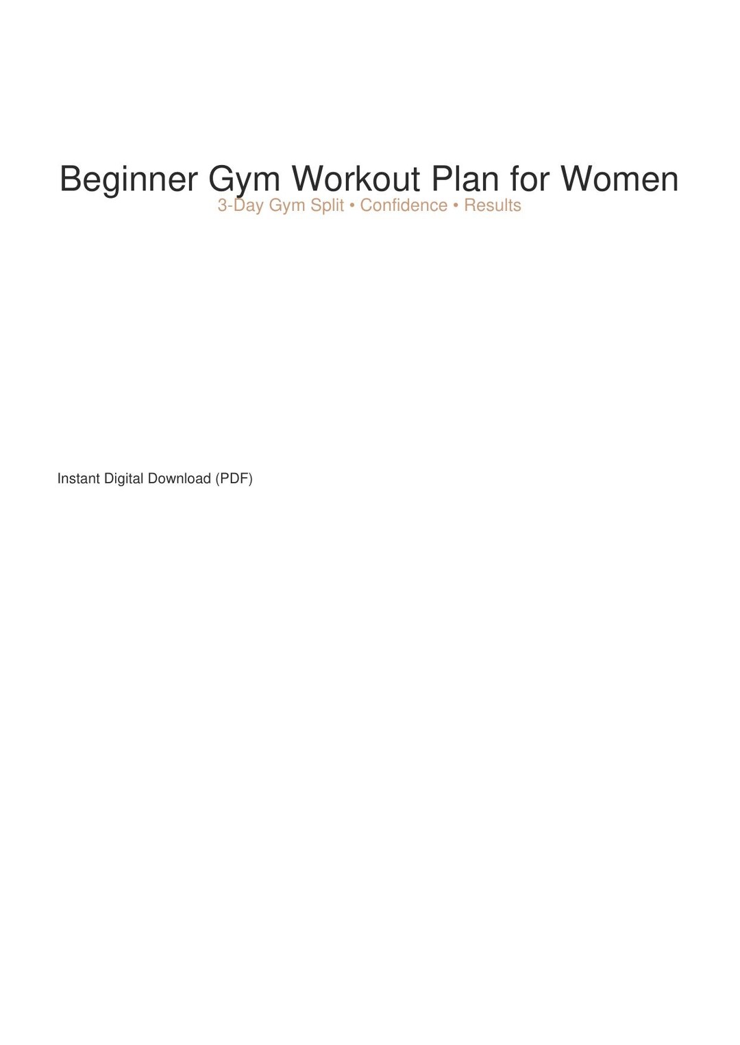 Beginner Gym Workout Plan for Women | 3 Day Gym Split PDF | Easy Gym ...