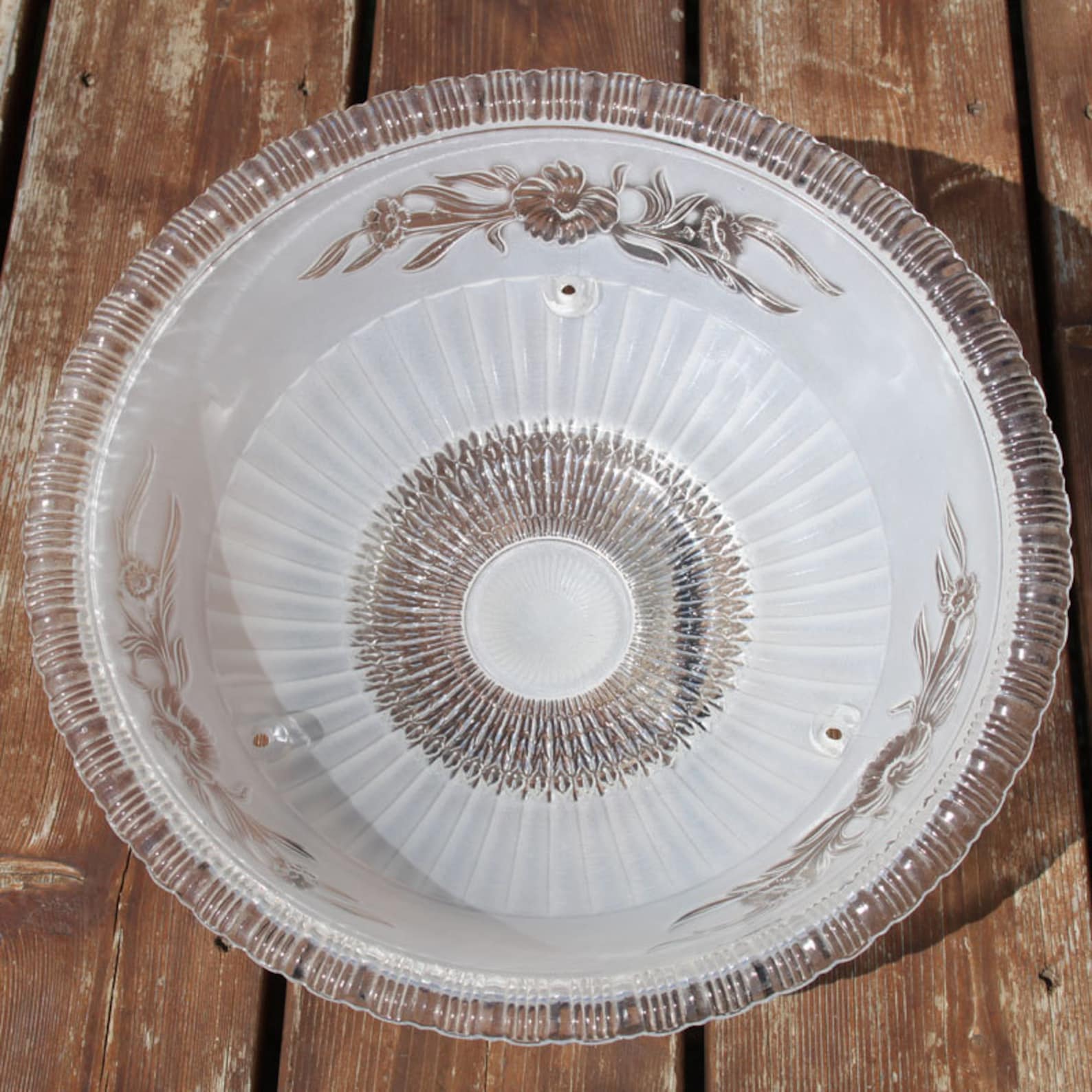 Vintage Glass Ceiling Light Fixture Dome Shaped Glass Shade Etsy