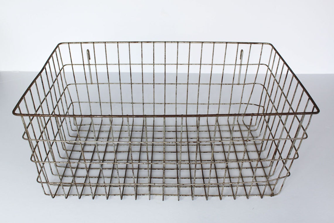 Vintage Wire Basket Rusty Extra Large Wire Basket Home Decor Etsy