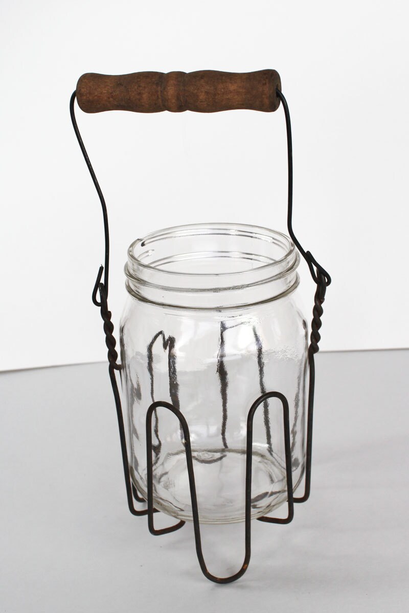Vintage Jar Holder Metal Jar Cradle Wood Handle Canning Etsy