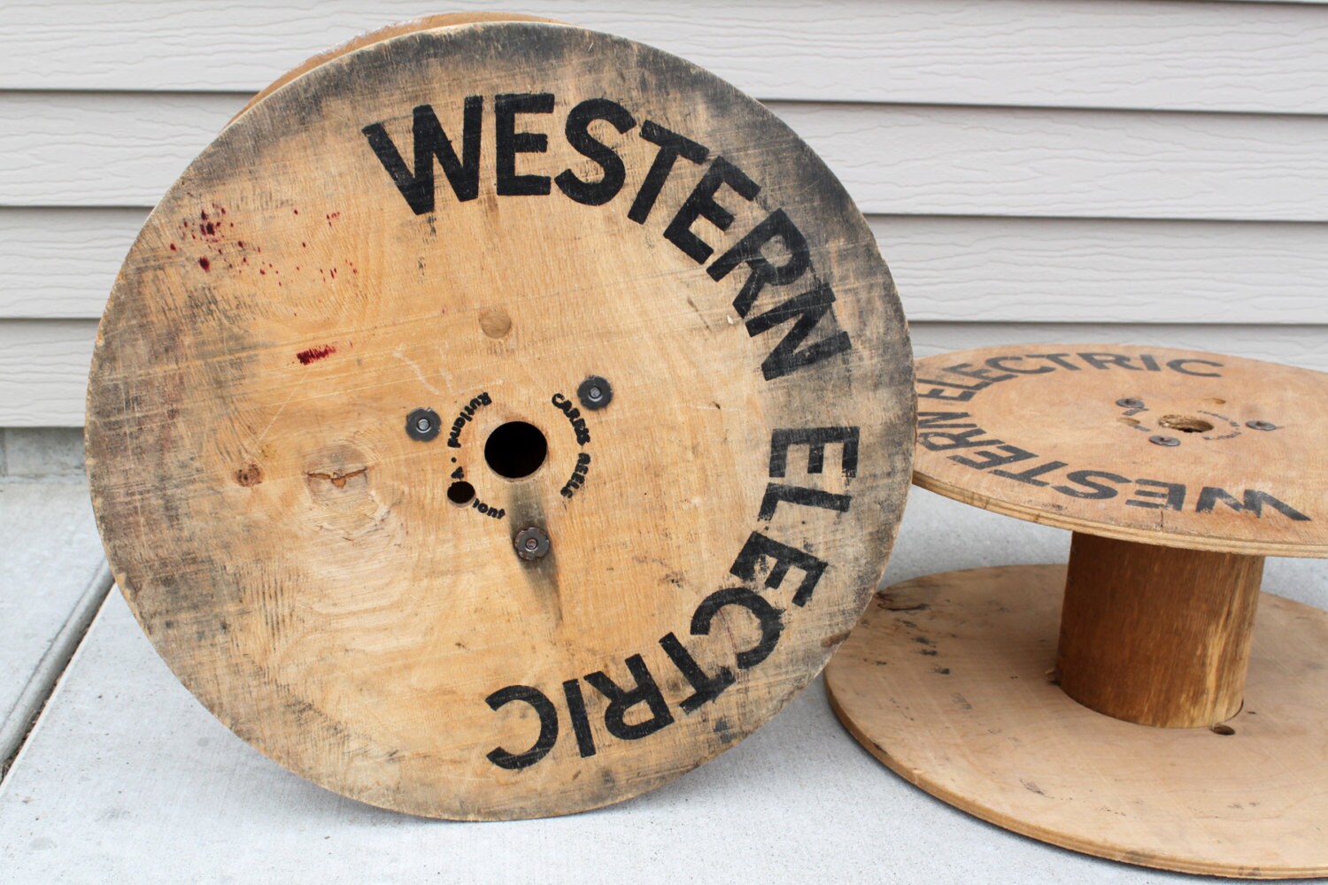 Vintage Western Electric Wire Spools Extra Large Wood Spools Etsy