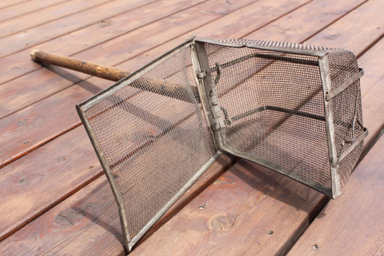 Wire Basket Popcorn Popper with Wood Handle Etsy