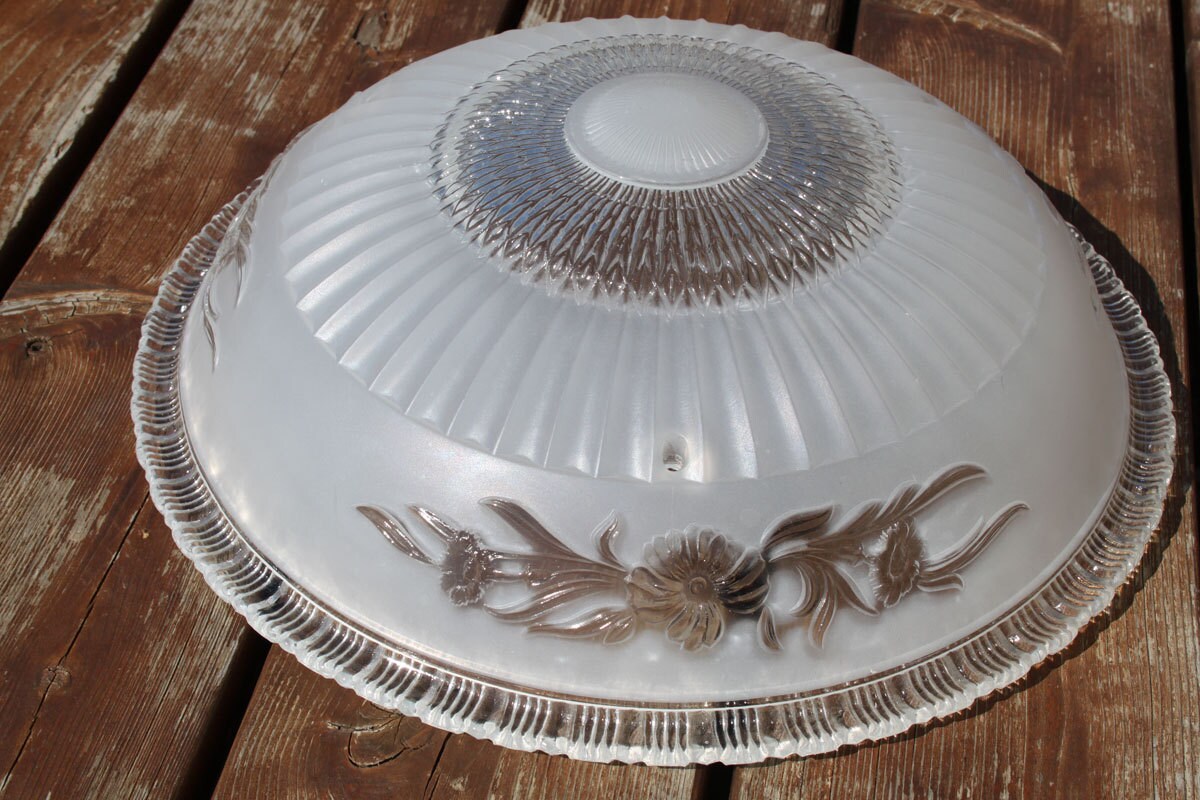 Vintage Glass Ceiling Light Fixture Dome Shaped Glass Shade Etsy