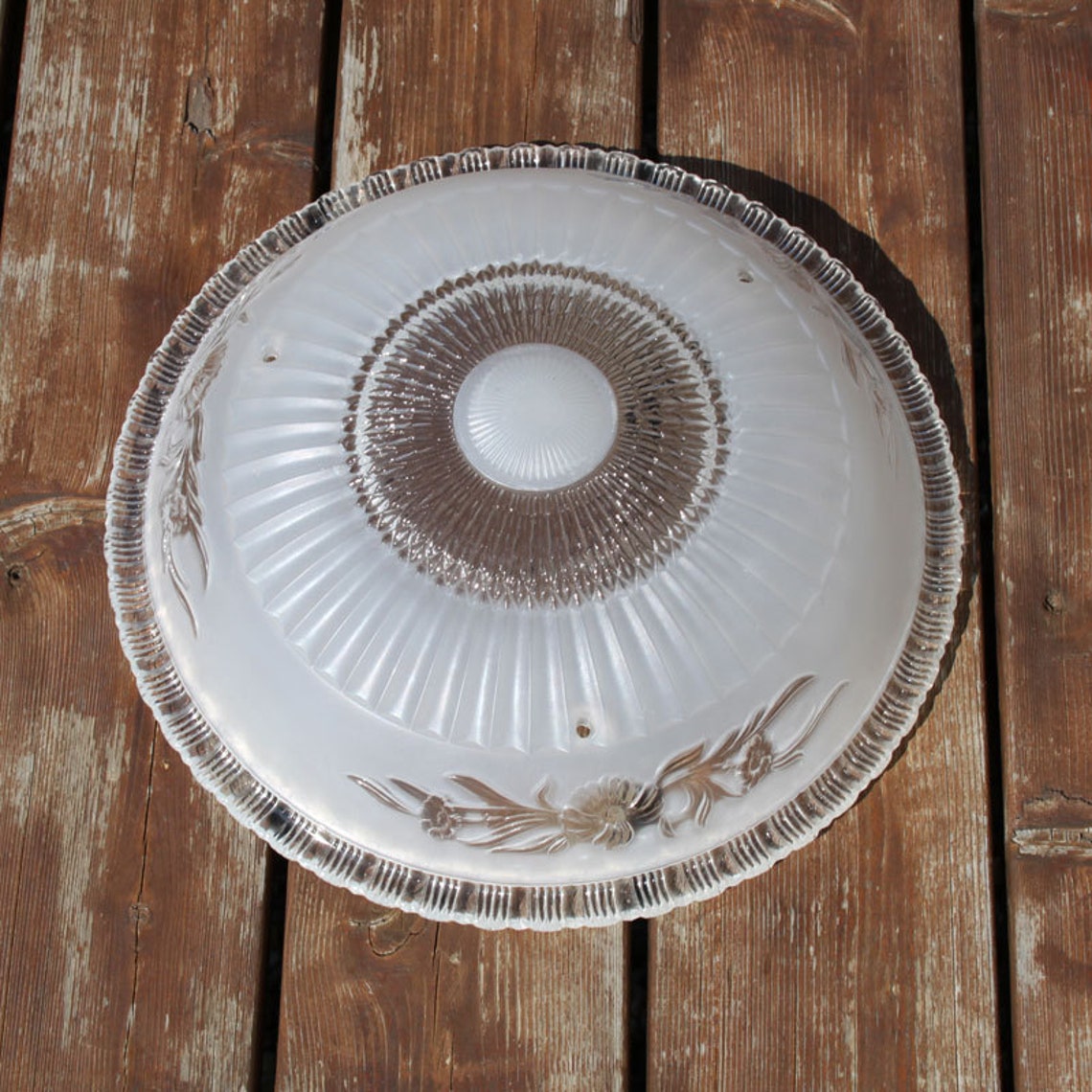 Vintage Glass Ceiling Light Fixture Dome Shaped Glass Shade Etsy