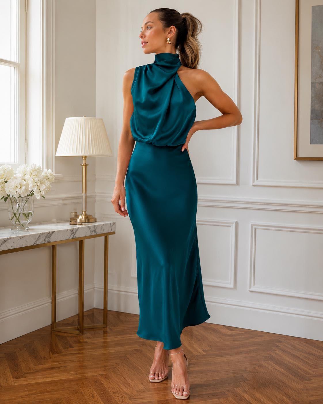 Formal Dress With Neck Scarf