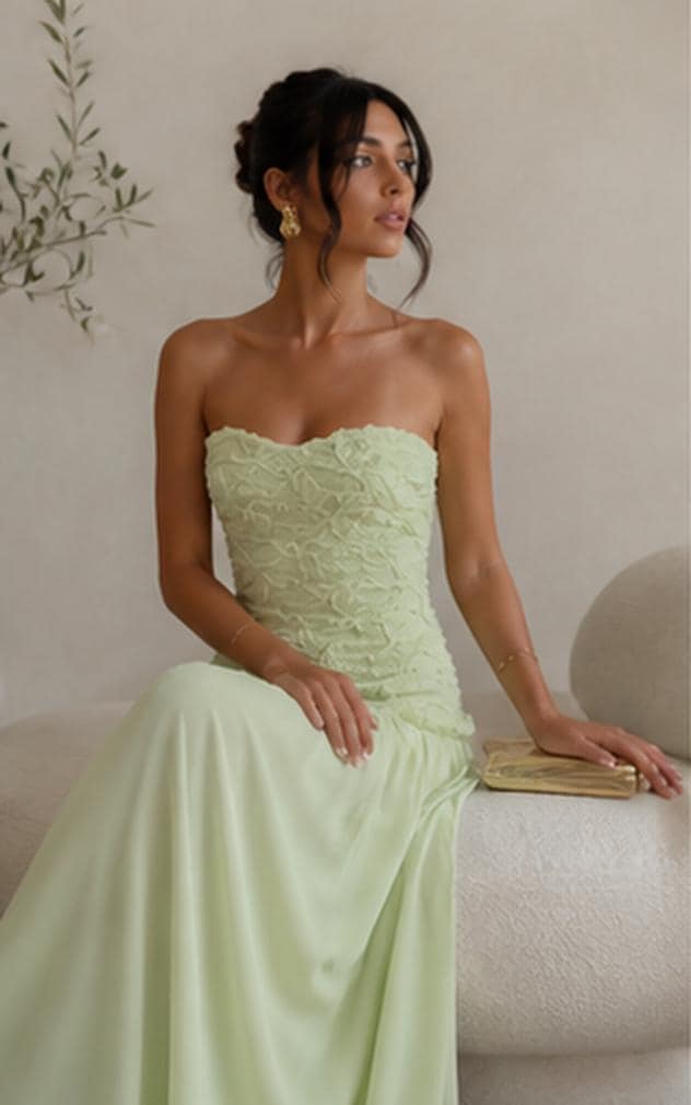 etsy mint green dress Two Piece Green Prom Dress,Elastic Satin Green Prom Dress,Long Prom Dr main image 0