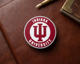 Indiana University Sticker, IU Hoosiers Vinyl Decal, Indiana IU Logo Round University Label