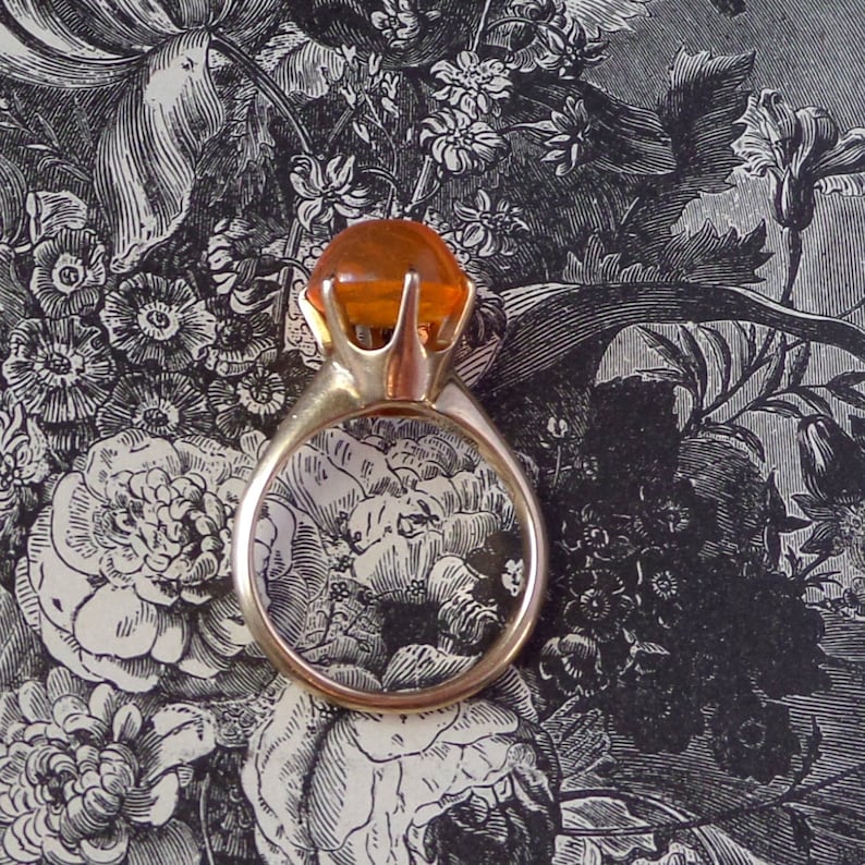 Vintage Fire Opal Ring. 10K Gold. Huge Gumdrop Stone. Size 7.5 image 4
